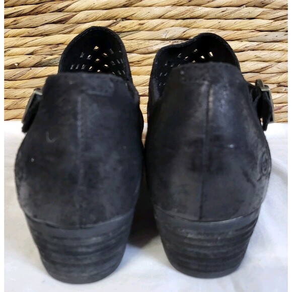 BORN Shoes Womens 8 Nanna Ankle Booties Black Leather Distressed Perforated - Picture 4 of 9